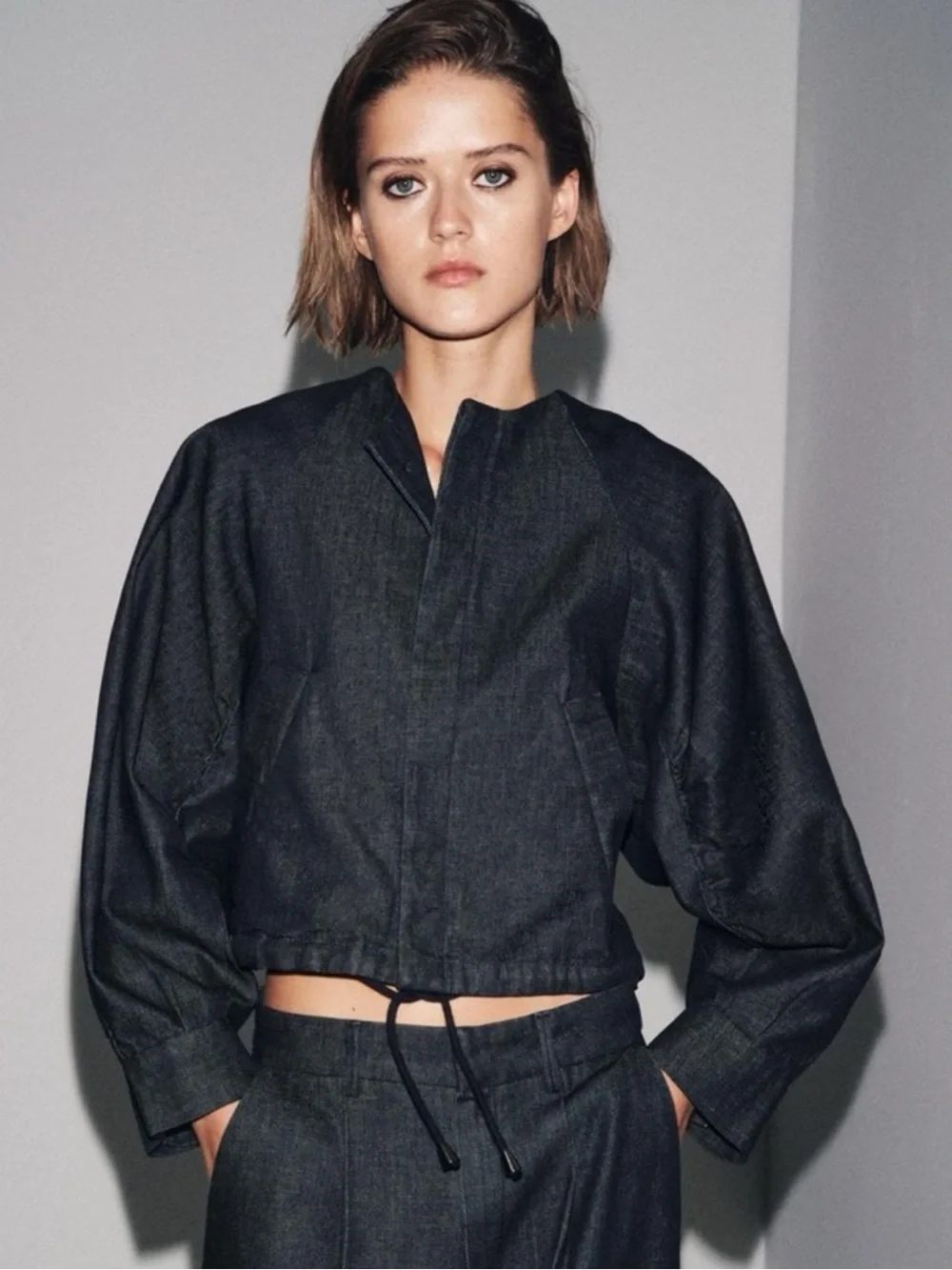 ZARA ZW COLLECTION DENIM PUFFER BOMBER JACKET - Picture 2 of 6